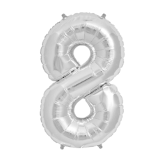Globos Números Metalizados Plateados 32 Pulgadas - Planeta Fiesta
