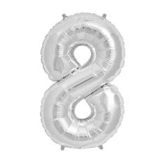 Globos Números Metalizados Plateados 16 Pulgadas - Planeta Fiesta
