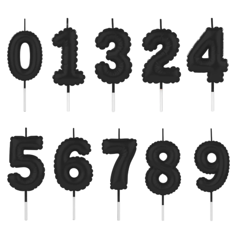 Vela Forma Numero Globo Negro - comprar online