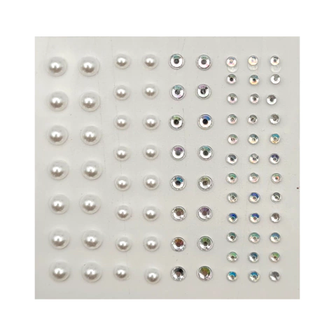 Strass Stickers Acrilico Autoadhesivo Gema Circular Y Perlas Pequeñas