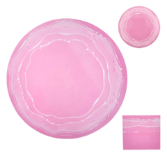 Plato De Sitio Ondas Pasteles Lila Rosa - Planeta Fiesta