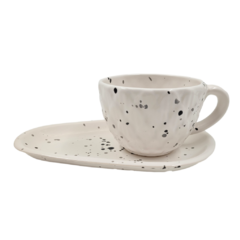 Taza + Bandeja Gota Cerámica Negro.
