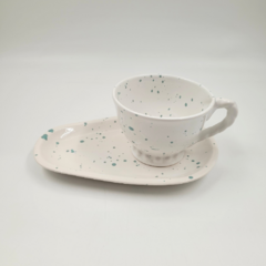 Taza + Bandeja Gota Cerámica Acqua - Planeta Fiesta