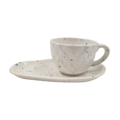 Taza + Bandeja Gota Cerámica Acqua