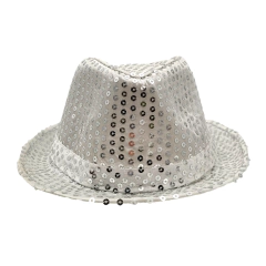 Sombrero Con Lentejuelas Plateado