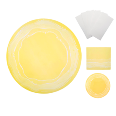 Plato De Sitio Ondas Pasteles Amarillo - Planeta Fiesta