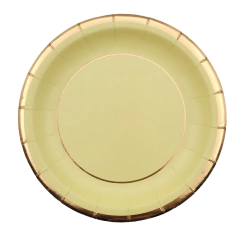 Plato Amarillo Con Borde Dorado