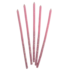 Velas con glitter bicolor x10 rosas - comprar online