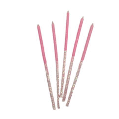 Velas con glitter bicolor x10 rosas - Planeta Fiesta