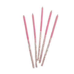 Velas con glitter bicolor x10 rosas - Planeta Fiesta
