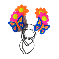Vincha Fluo Mariposa Flor x6 u