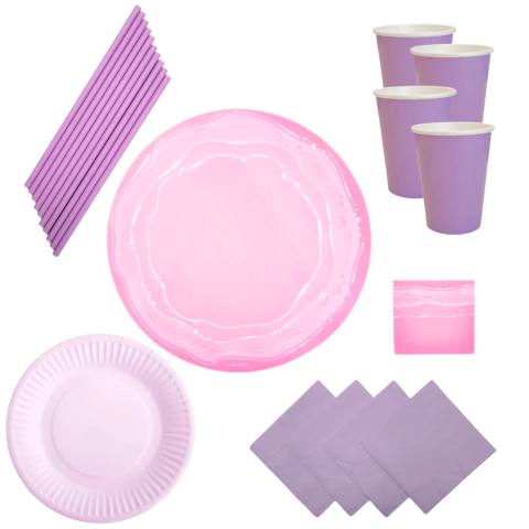 Kit Combo Cumple Ondas Pasteles Violeta Rosa - comprar online