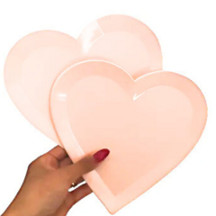 Plato Corazon Rosa Pastel X 10 Un - comprar online