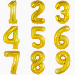 Globos Números Metalizados Dorados 40 Pulgadas.