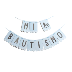 Banderín "Mi Bautismo" Celeste Pastel