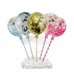 Set Globos Confetti Para Torta Celeste