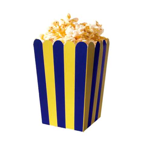 Caja Pochoclera Rayas Azul y Amarillo x10 Un