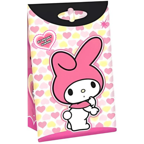 Bolsa Papel Estuche con Glitter x8 Kuromi y My Melody