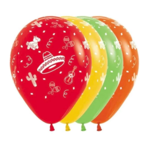 Globos 12" Fiesta Mexicana x10 Un