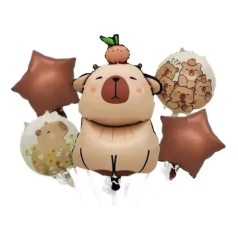 Set de Globos Capibara | Carpincho Fruta x5 Piezas