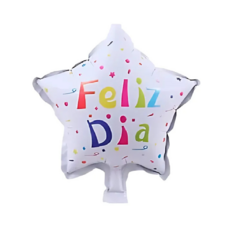 Globo Metalizado Estrella Blanca 18" FELIZ DIA colores x1 Un