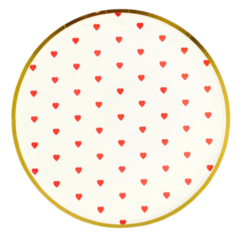 Plato Polipapel Blanco Corazones 17.5 cm x10 Un
