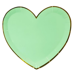 Plato Corazon Grande Verde Con Borde Dorado X 10 Un