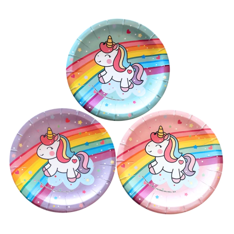 Plato Carton 18 Cm x8 Un Unicornio