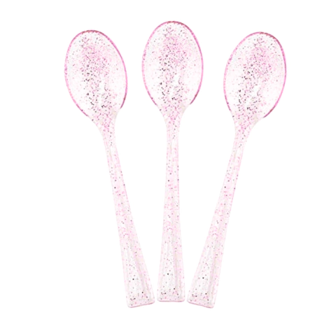 Cucharitas con Glitter x24 Un Rosa