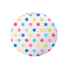Farol Chino Lampara Papel 12" Lunares Multicolor