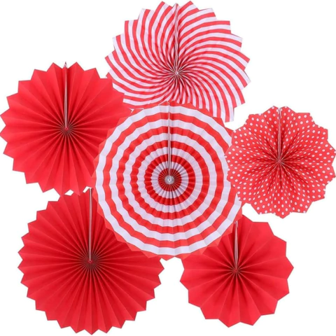 Rosetas Abanicos Rojo x6 un - comprar online