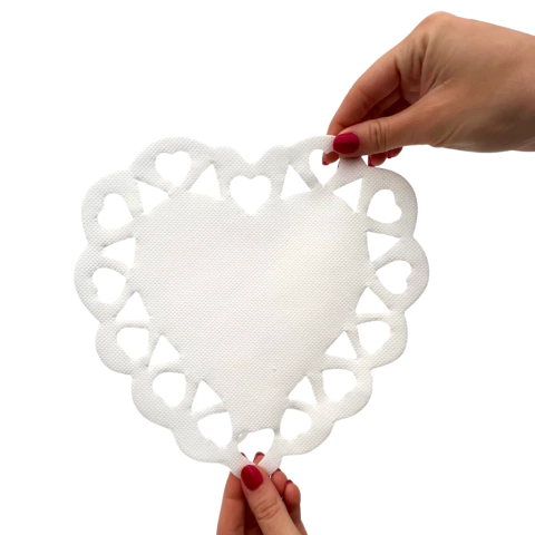 Guirnalda de Fiselina Estilo Mexicano Corazón Calado x1 Un Blanco