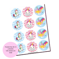 Plancha de Stickers Unicornio (10 Planchas x12 Un c/u) - comprar online