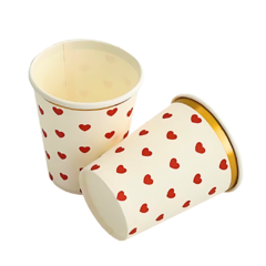 Vaso Blanco Corazones Rojo x 10u