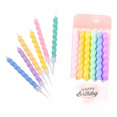 Vela Torneada Multicolor Pastel x6 un