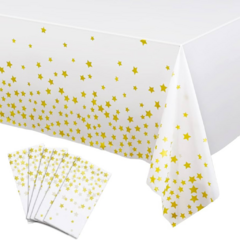Mantel Metalizado Blanco con Estrellas Doradas X1 Un