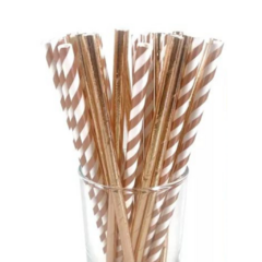 Sorbete de Polipapel Rose Gold y Blanco con lineas x24 Un