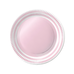Plato Rosa pastel Con Borde Blanco x6