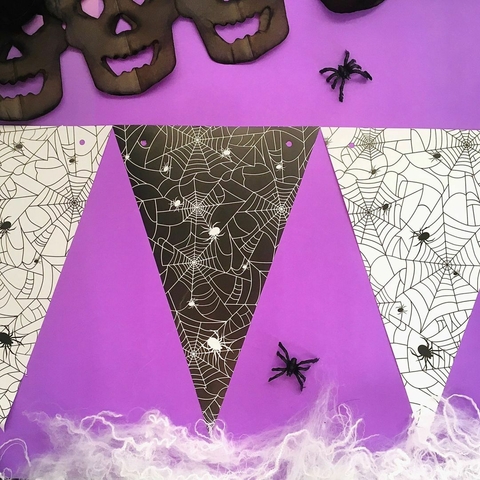 Banderin Triangular Telaraña Halloween x1 Un
