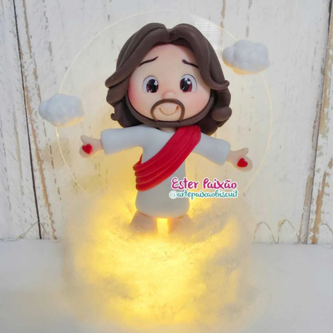 Jesus Luminária sem fio / Topo de bolo 14cm