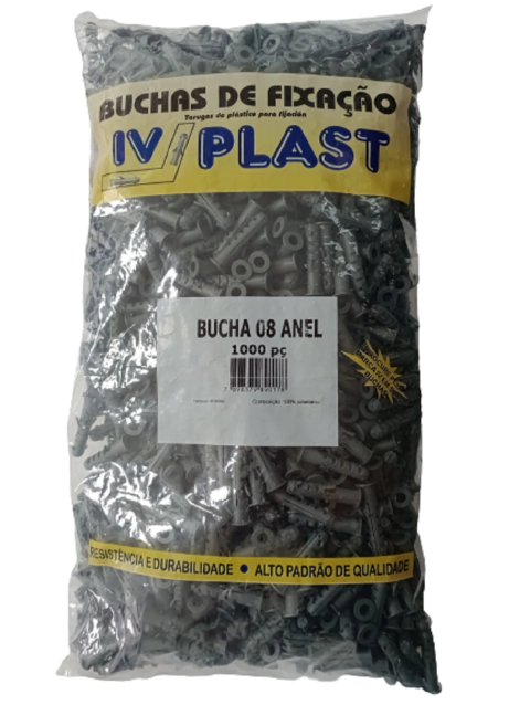 Bucha 08 C/Aba Fixação Alvenaria Concreto Iv Plast - 1000pç
