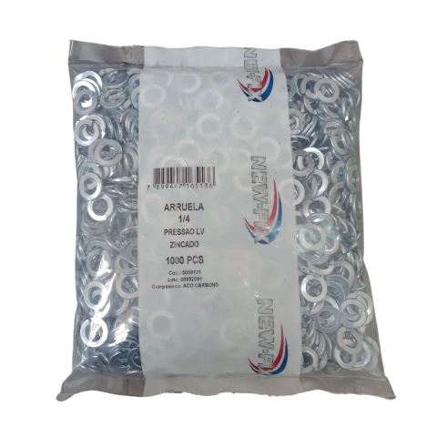Arruela Pressão Leve 1/4 zincado branco NewFix Din 127 - 1000pçs - comprar online