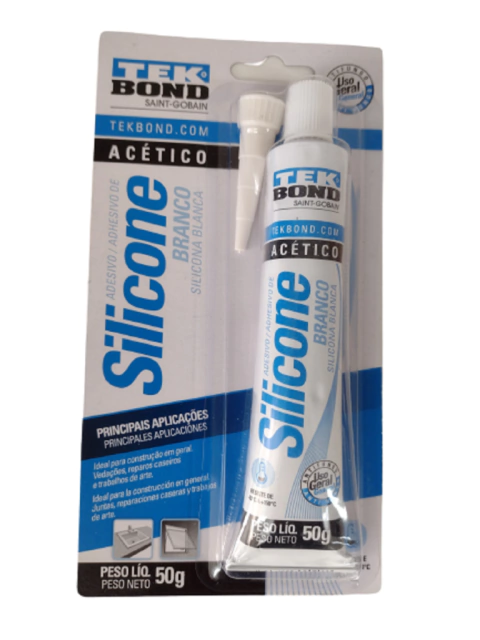 Cola Silicone Acético Anti fungos TEKBOND Branco 50g