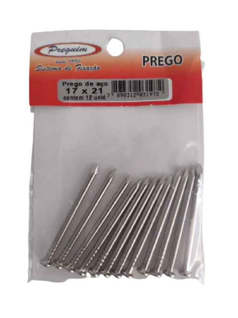 Prego aço 17X21 preguin Cartela C/ 12 Pregos