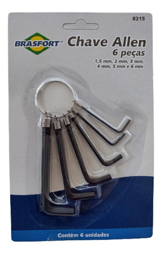 Kit Chave Allen De 1,5mm A 6mm Com 6 Peças Brasfort