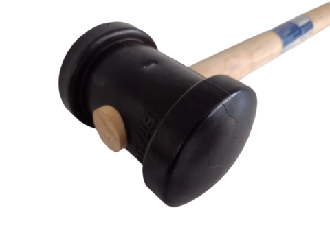 Martelo Borracha Grande 40cm Brasfort Preto Cabo Madeira