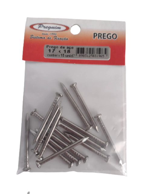 Prego aço 17X18 preguin Cartela C/ 15 Pregos