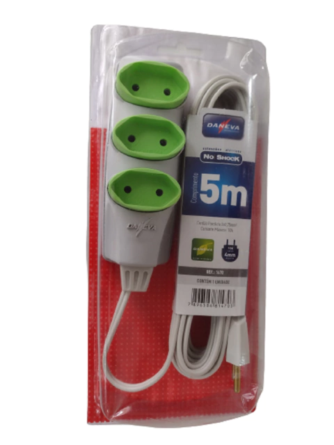 Extensão Elétrica Daneva 5 Metros 3 Tomadas 10A No Shock