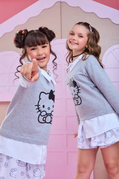 Conjunto Infantil Moletinho - Hello Kitty Cinza - loja online