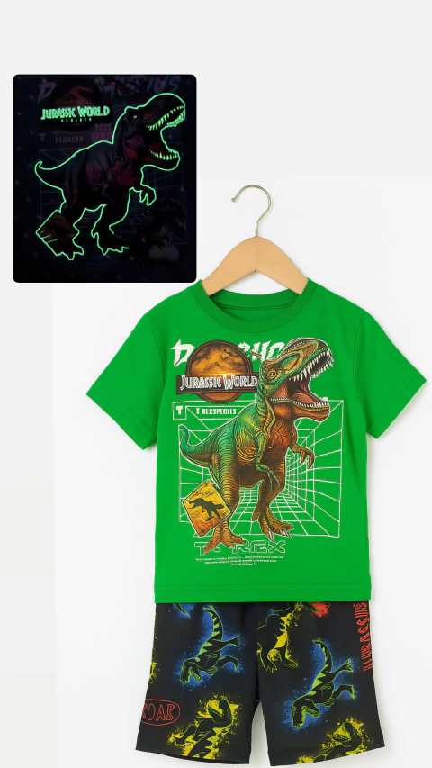 Pijama corto Dinosaurios brilla en la oscuridad - comprar online